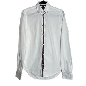 Zara Man Button Down Long Sleeve Dress Shirt Slim Fit Textured Men's SZ S